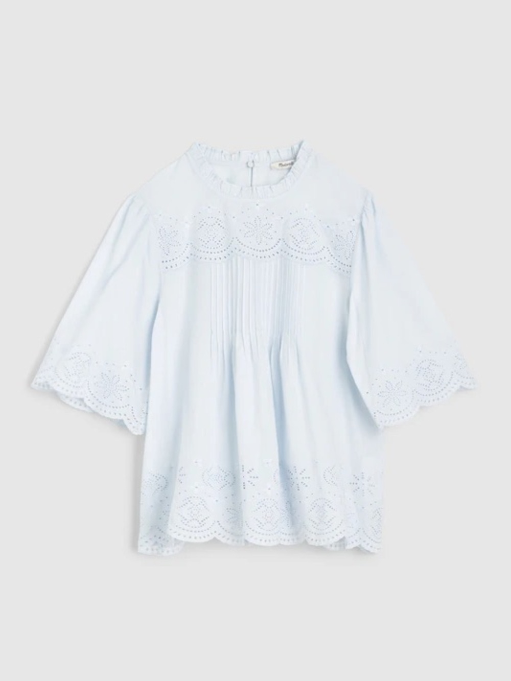 Madewell Embroidered Pintuck High-Neck Top - Picture 6 of 7
